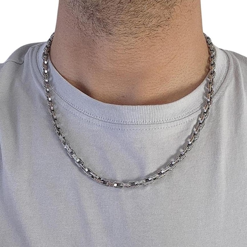 Oxidized Sterling Silver Anchor Chain Necklace - Bold Mens Cable