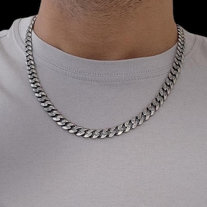 Unique Cuban Link Necklace,Solid 925 Sterling Silver,Gunmetal Finish,8mm Wide,Oxidised Rustic Necklace,Curb Chain,Chunky Chain,Gift for Him