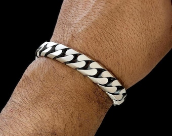 Oxidiertes Armband aus Sterlingsilber im Miami-Cuban-Stil – massive Panzerkette