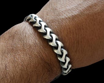 Oxidized Sterling Silver Chain Link Bracelet: Men's Statement Jewelry