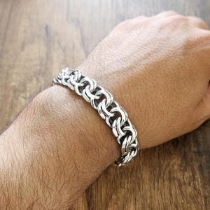 Bismark Chain Bracelet in 925 Sterling Silver,9mm,12mm,13.5mm,Vintage Bismark Link Curb Chain Bracelet,Solid Silver Chain Link Bracelet