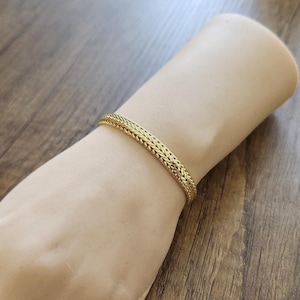 Flat Foxtail Chain Bracelet,Stamped 925 Sterling Silver,,6mm Wide,Intricate Woven Design,Textured Chain Link Bracelet,Unisex Design