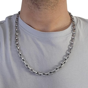 Collana con catena a maglie a cavo in argento sterling 925 massiccio: