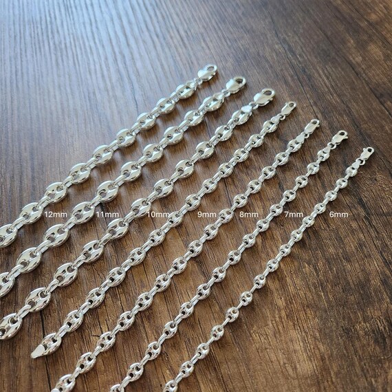 Real 925 Sterling Silver 6mm Puff Rolo Hermes Link Chain Necklace - Made In Italy