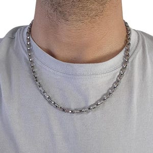 Men&#39;s Anchor Chain Necklace in 925 Sterling Silver,4.6mm,6.7mm,Solid Silver Cable Chain Necklace,Men&#39;s Statement Jewelry,Gift for Him