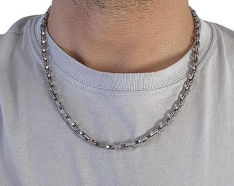 Naszyjnik męski z łańcuszkiem kotwicznym ze srebra próby 925, 4,6 mm, 6,7 mm, łańcuszek kablowy ze srebra próby 925, biżuteria męska, prezent dla niego