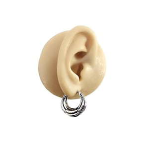 Aros ondulados gruesos, plata de ley 925, acabado brillante y pulido, 10 mm de ancho, regalo perfecto para ella, pendientes redondos, pendientes grandes, aros de 23 mm