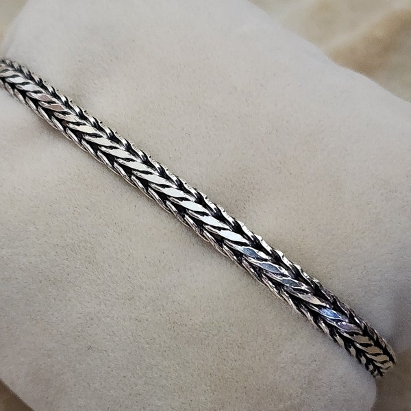 Bracelet en chaîne de blé tissé en argent sterling – Bijoux élégants au quotidien – Cadeau parfait pour vous ou votre bien-aimé.