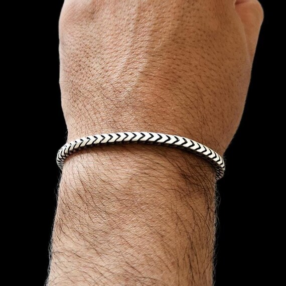 Oxidized Sterling Silver Franco Chain Bracelet: Foxtail Design - Etsy