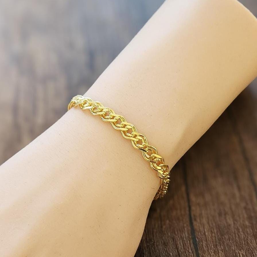 Sparkle Nonna Chain Bracelet: 925 Sterling Silver Double Link - Etsy