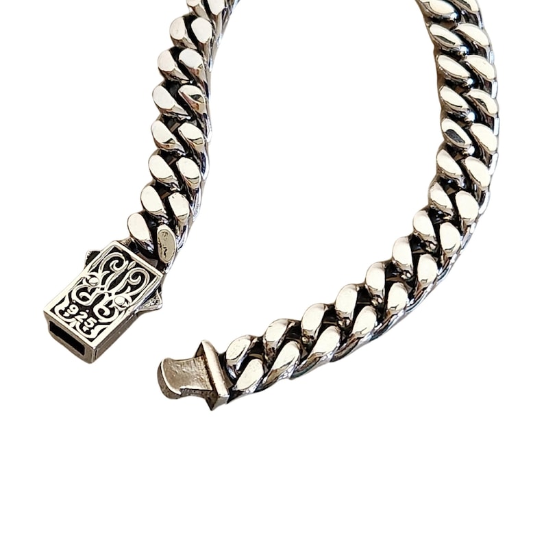 Loading Curb Design Handmade Sterling Silver Cuban Curb Chain Bracelet - Men's Solid Silver ...