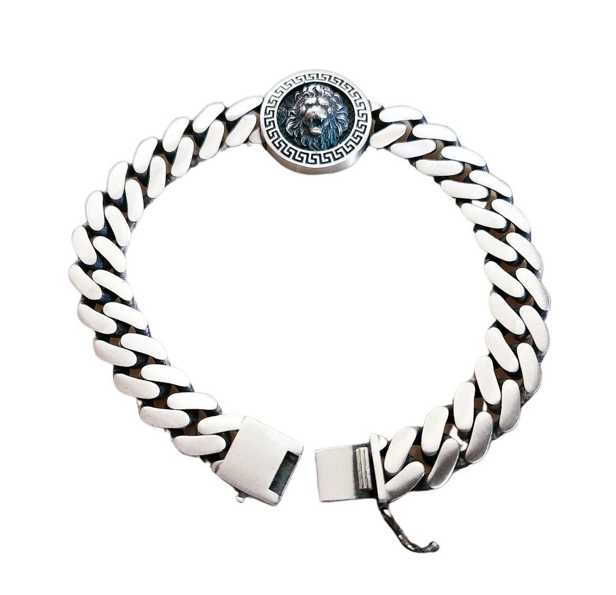 ブレスレット BLENDOFF Argento Leone Bracelet 10mm Silver 925 Fashion Men'S 925 Sterling Silver Bracelet-Original Silver