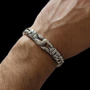 Oxidized Sterling Silver Cuban Bracelet: Rugged Mens Curb Chain
