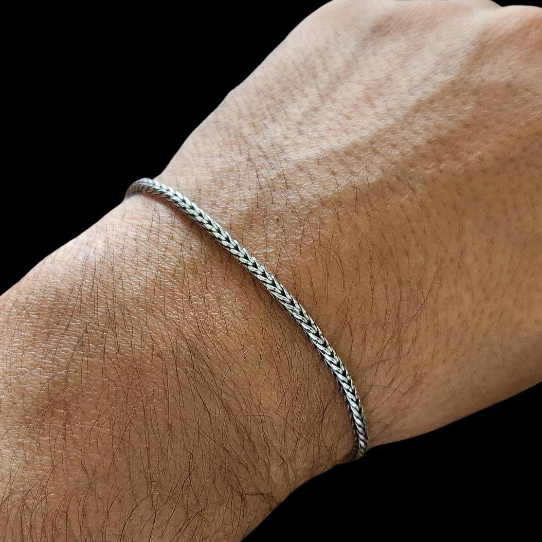Sterling Silver Square Foxtail Bracelet: Minimalist Woven Design