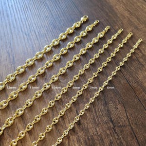Puff Mariner Chain Necklace in 925 Sterling Silver,Gold Anchor Chain Necklace,7mm,8mm,10mm,11mm,12mm