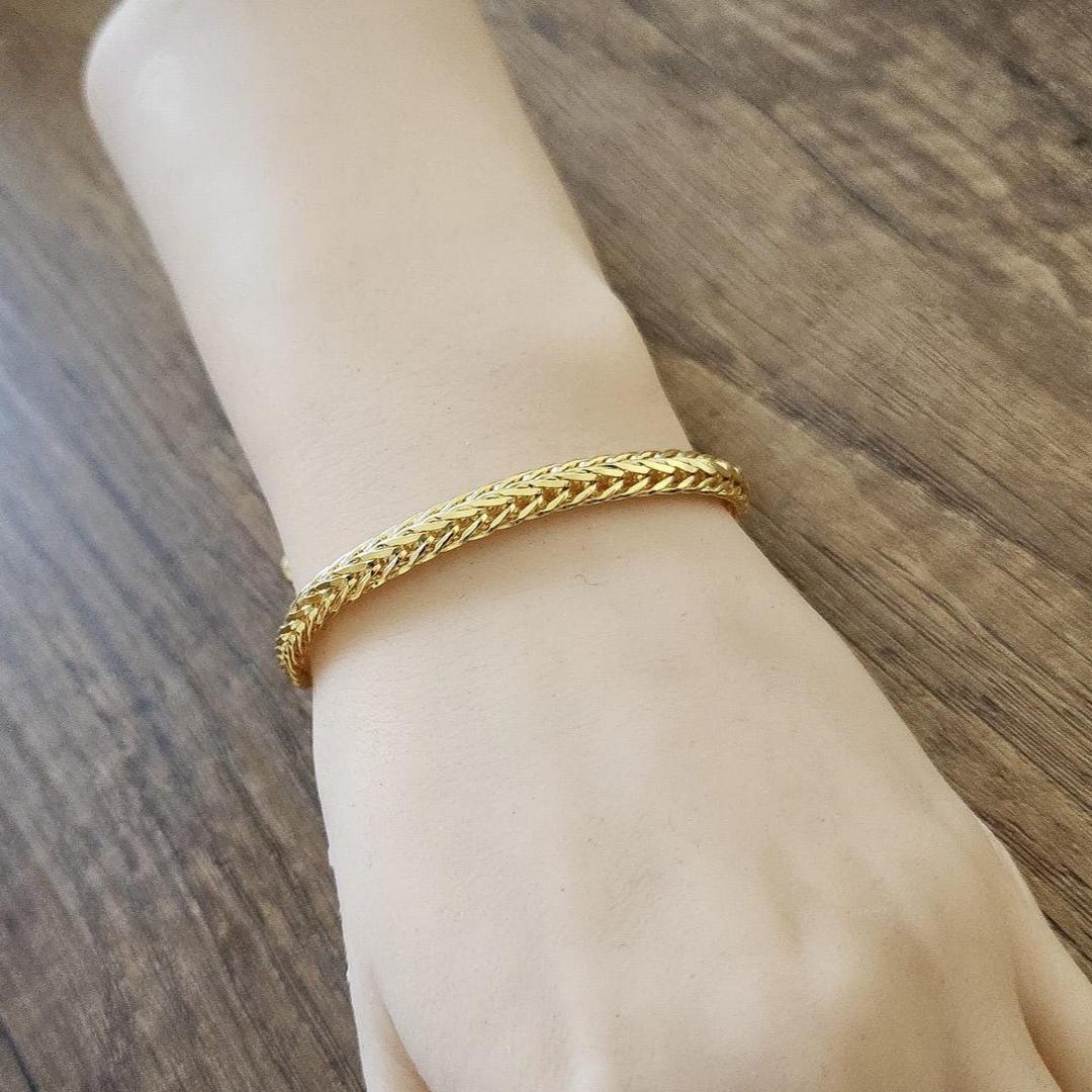 編み込みスターリングシルバーチェーンブレスレット - 6 mm エレガント