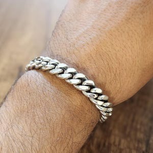 Handmade Sterling Silver Cuban Link Bracelet - Solid Silver Curb Chain