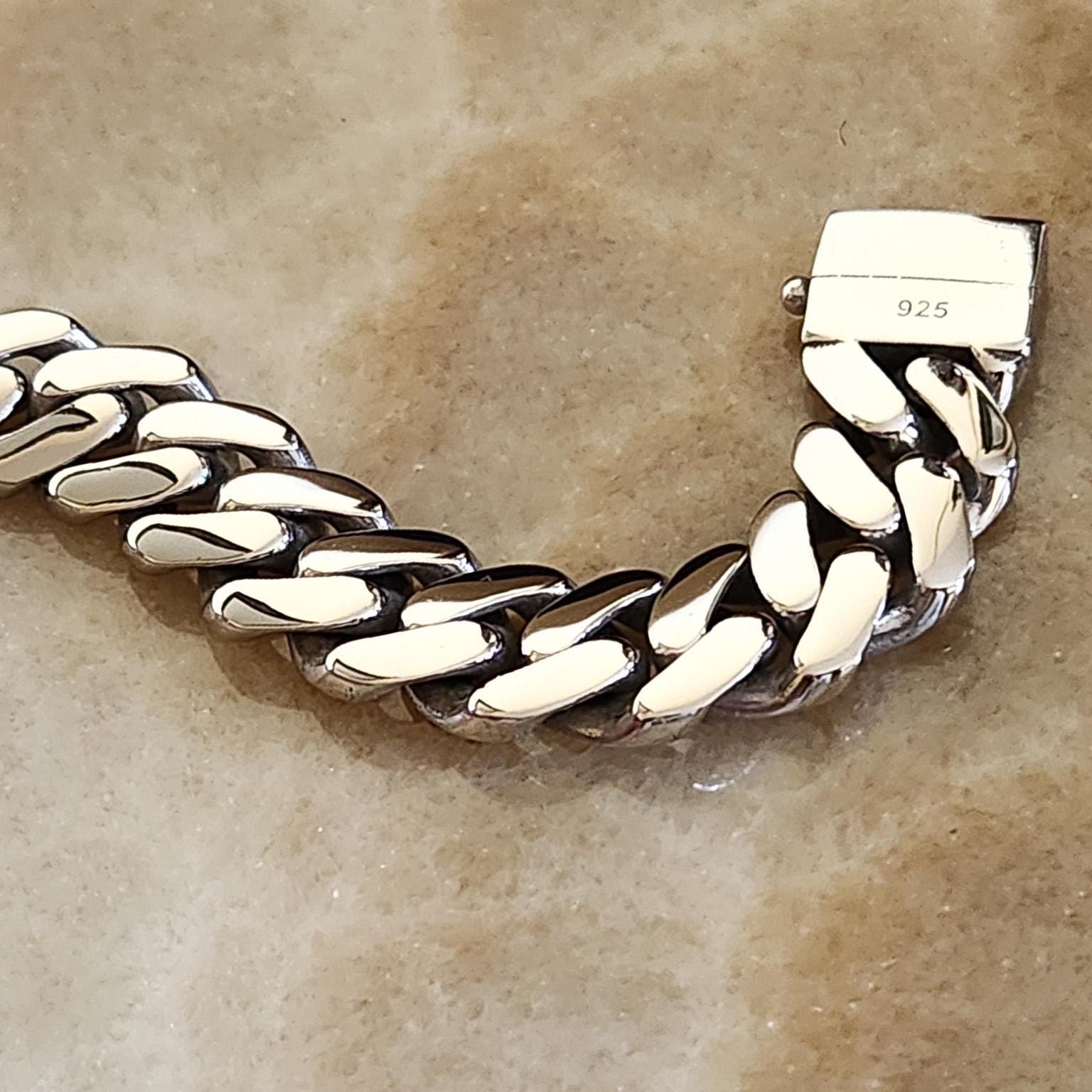 Cuban Link Bracelet in 925 Sterling Silver,rhodium Plated