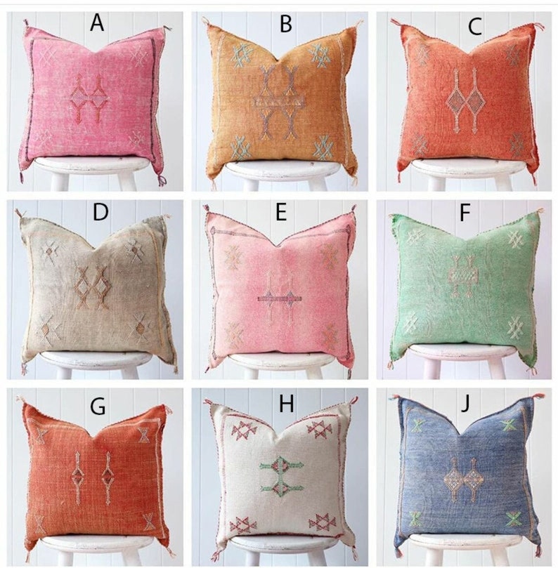 Cactus Silk Pillow Moroccan Sabra Cushion Handmade Cactus Etsy