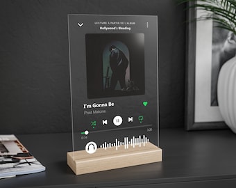 Spotify Glass Code Post Malone Song Plaque | I'm Gonna Be Album Hollywood's Bleeding Design A