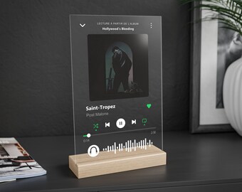 Spotify Glass Code Post Malone Song Plaque | Saint-Tropez Album Hollywood's Bleeding Design A