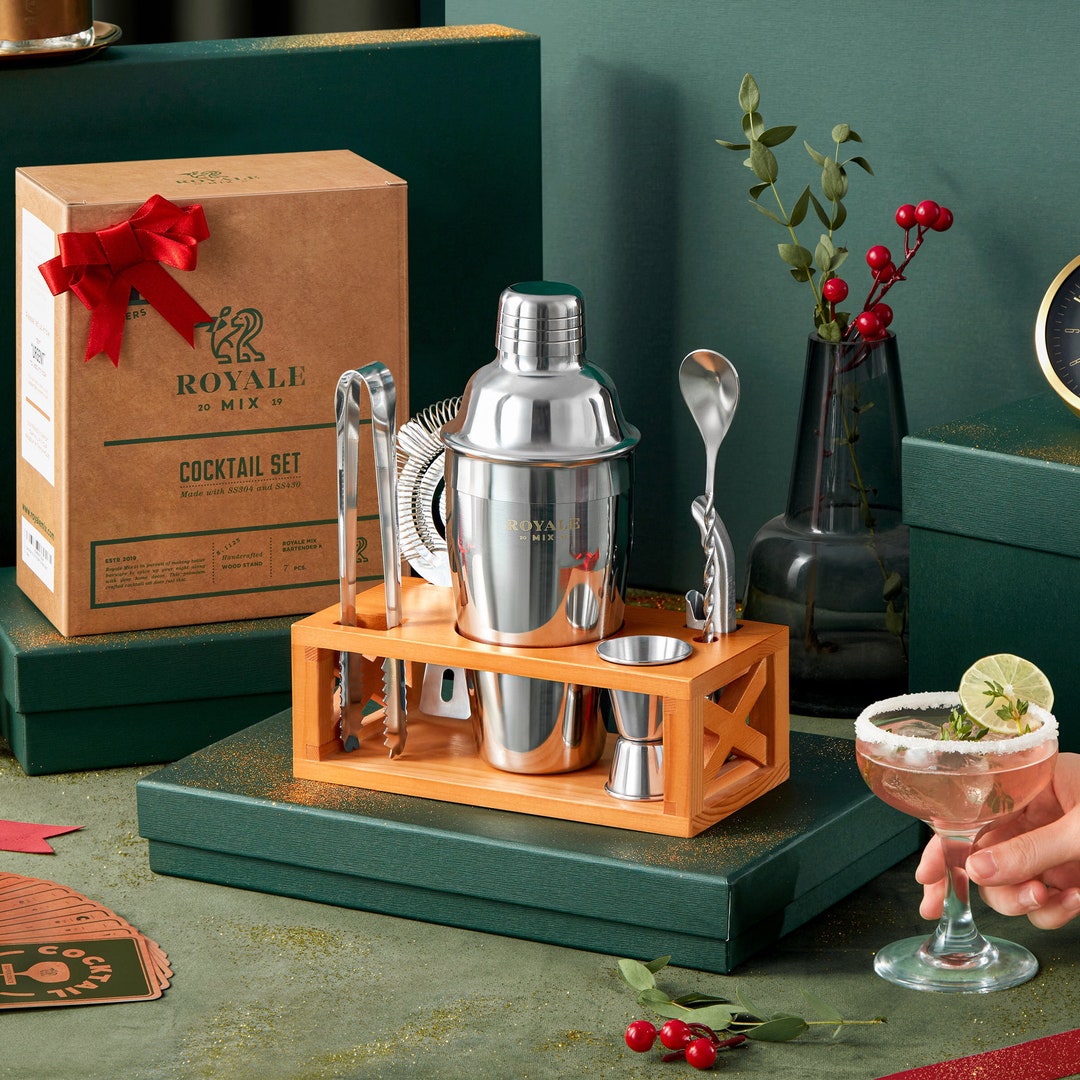 Best Christmas Cocktail Shaker Gift Set Unique Birthday Gift for Him or