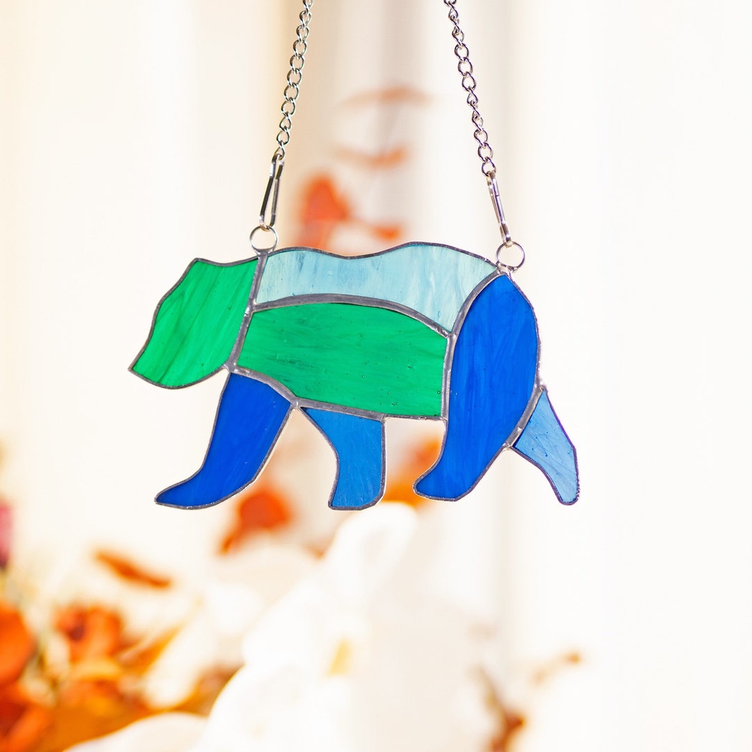 Bear Stained Glass Window Hangings Bear Sun Catcher Bear Wall Decor ...