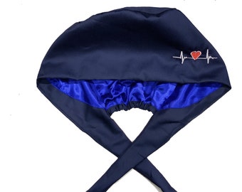 Satin Lined Heroes Scrub Cap- Navy Blue