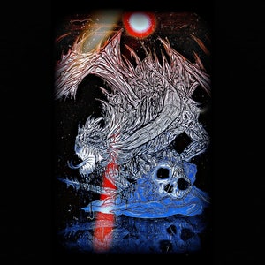 Red and Blue Dragon Poster