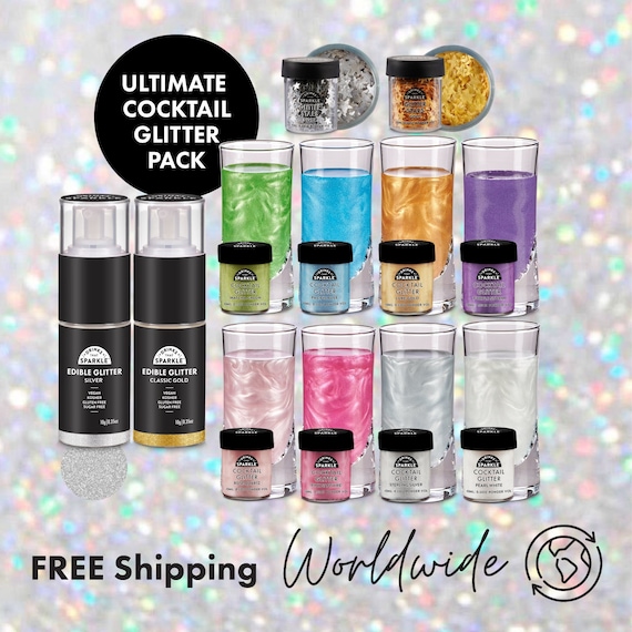 Ultimate Cocktail Edible Glitter Pack for Drinks Shimmer Beverage Dust for  Cocktails, Drink Barware, Cocktail Kits, Weddings, 40 Birthday. 