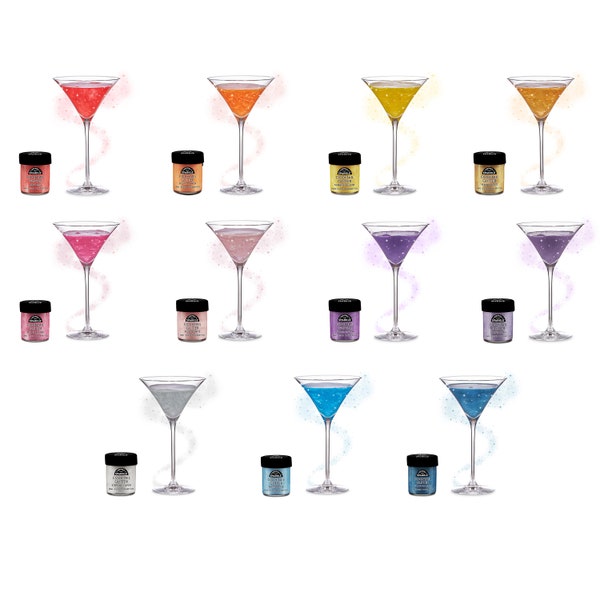 Paillettes de cocktail pour boissons – Poussière scintillante pour cocktails, bière, vin, champagne, prosecco, boissons non alcoolisées pour les fêtes, événements et plus encore.