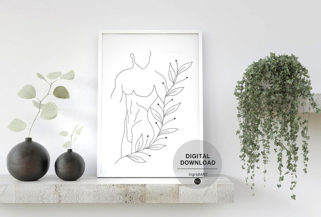 Abstract Man Line Art Print, Male Body Drawing, Minimalist Man Art ...