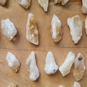 Citrine points, heat-treated amethyst