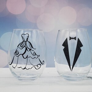 Wedding Stemless Wine Glass Set