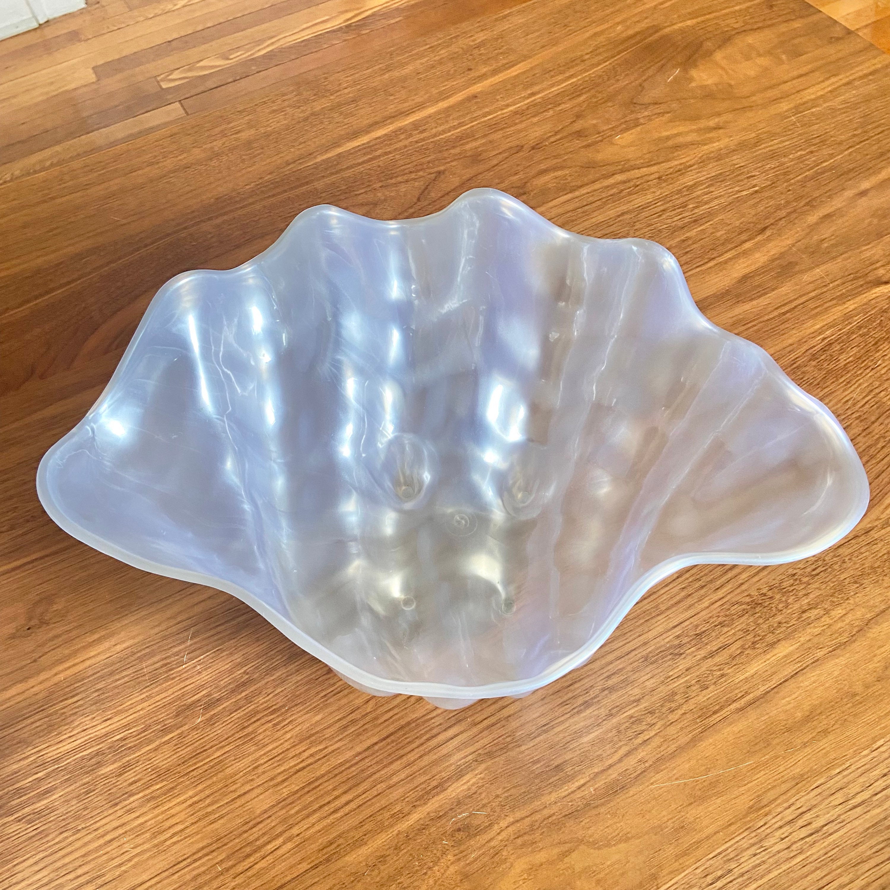 XL Pearlescent Lucite Clam Shell Bowl Party Drink Server Fruit Bowl ...