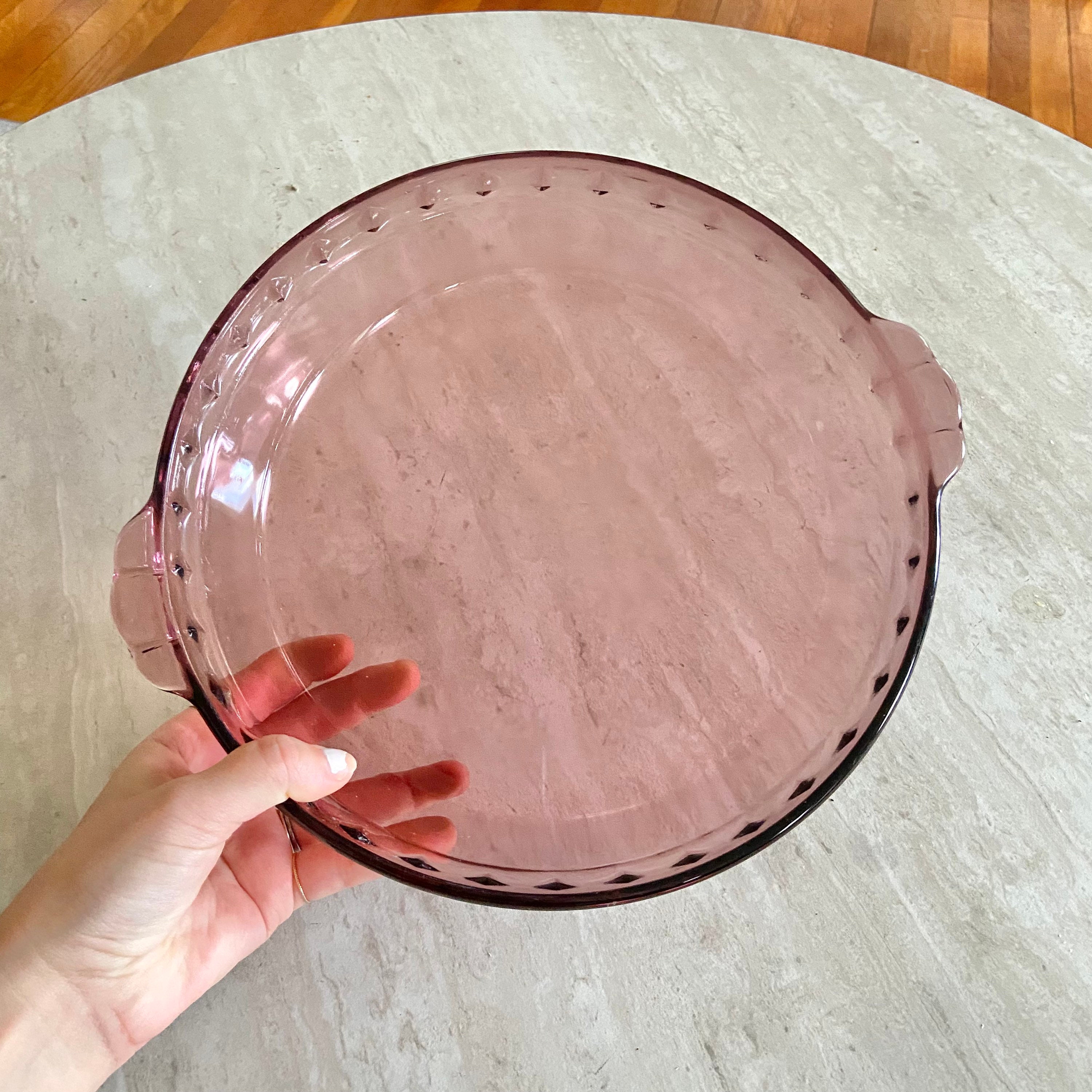 Vintage Pyrex Glass Pie Plate in Cranberry Scalloped Edges Etsy