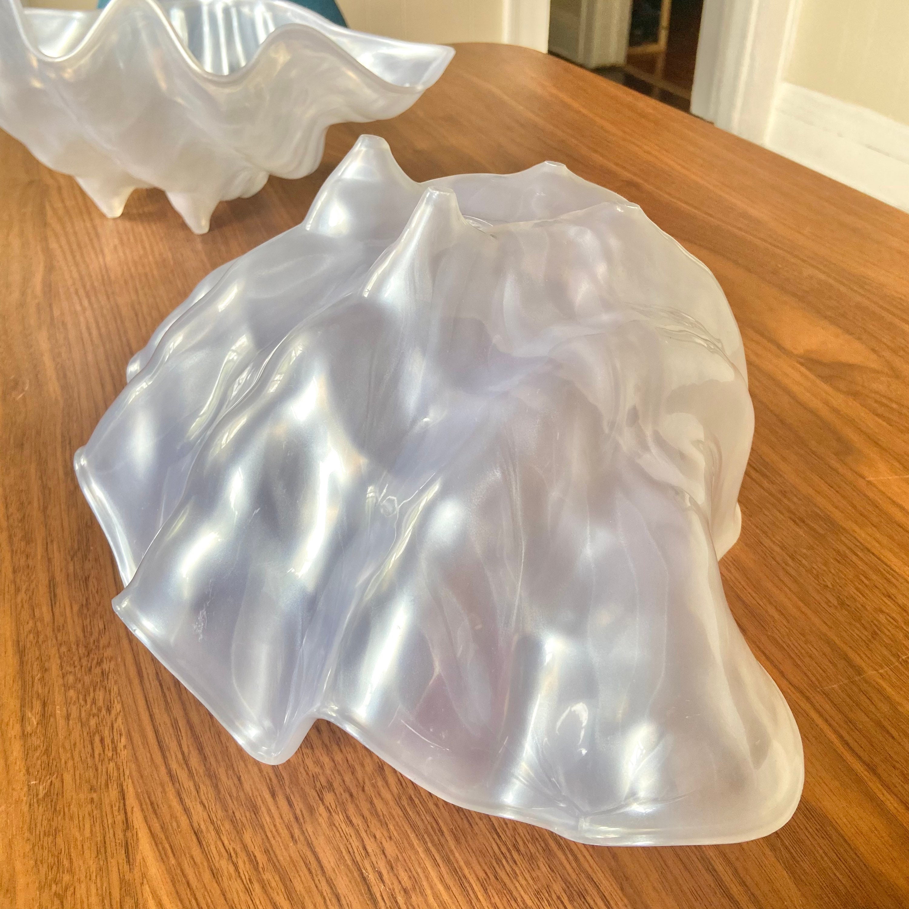 XL Pearlescent Lucite Clam Shell Bowl Party Drink Server Fruit Bowl ...