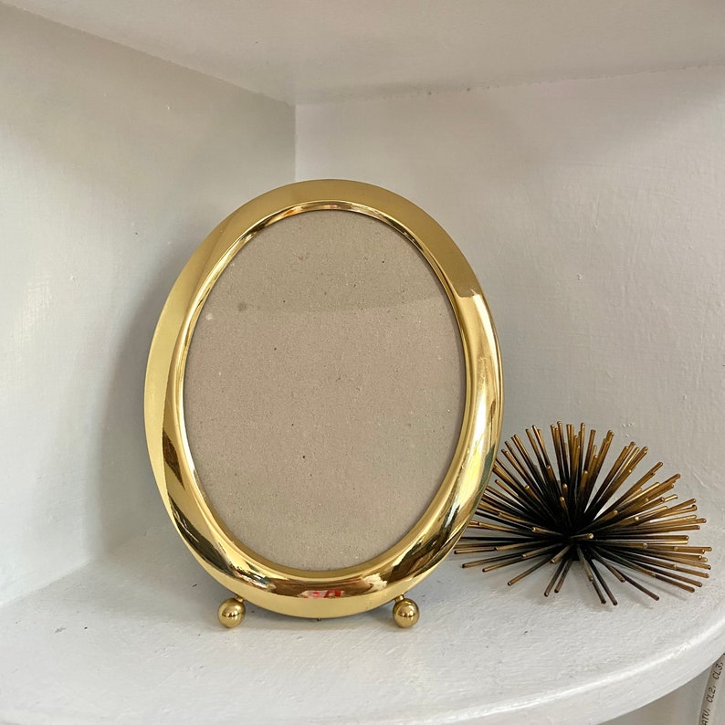 Vintage Oval Brass Footed Picture Frame Made in Korea Wall Etsy