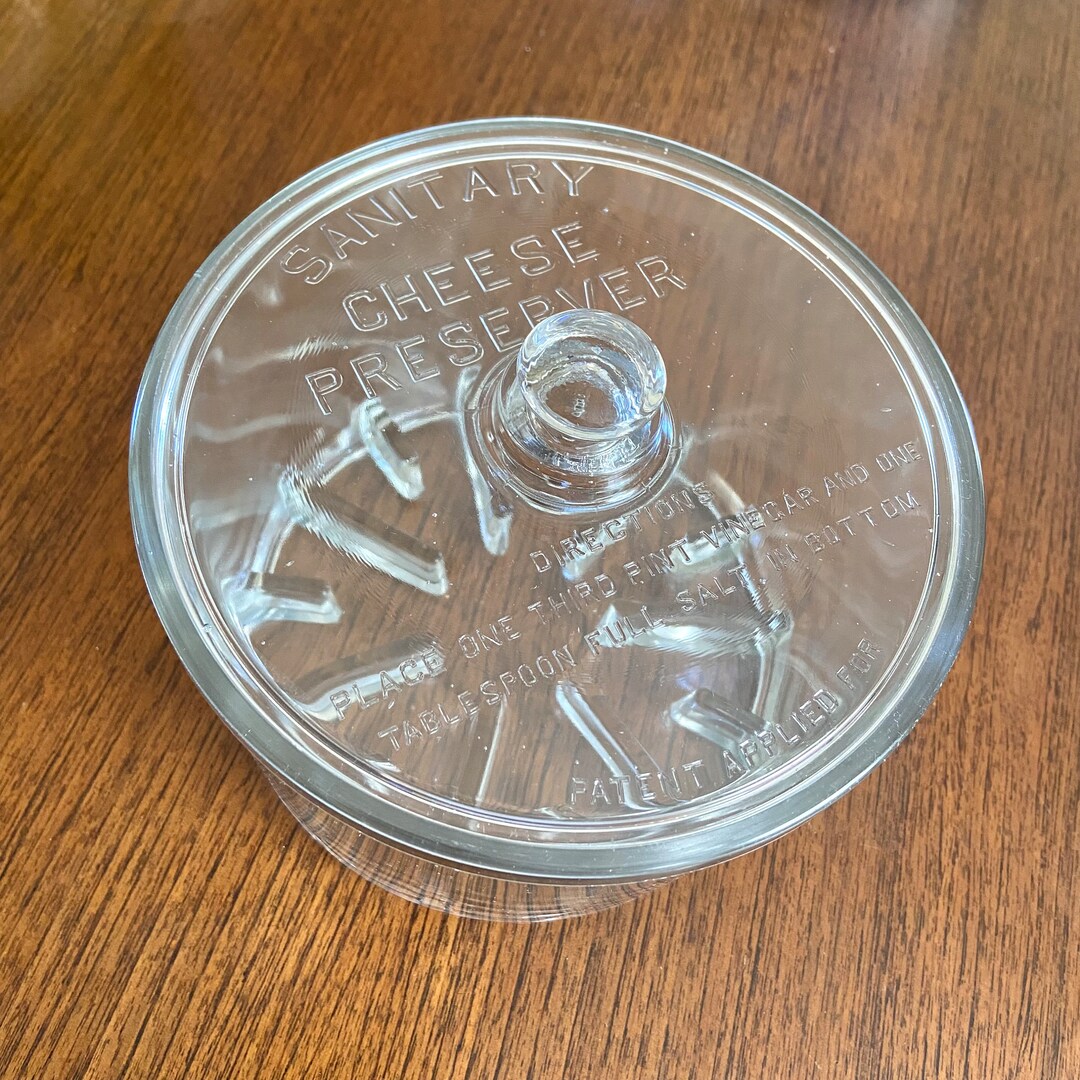 Vintage Sanitary Cheese Preserver Depression Glass Jar Etsy