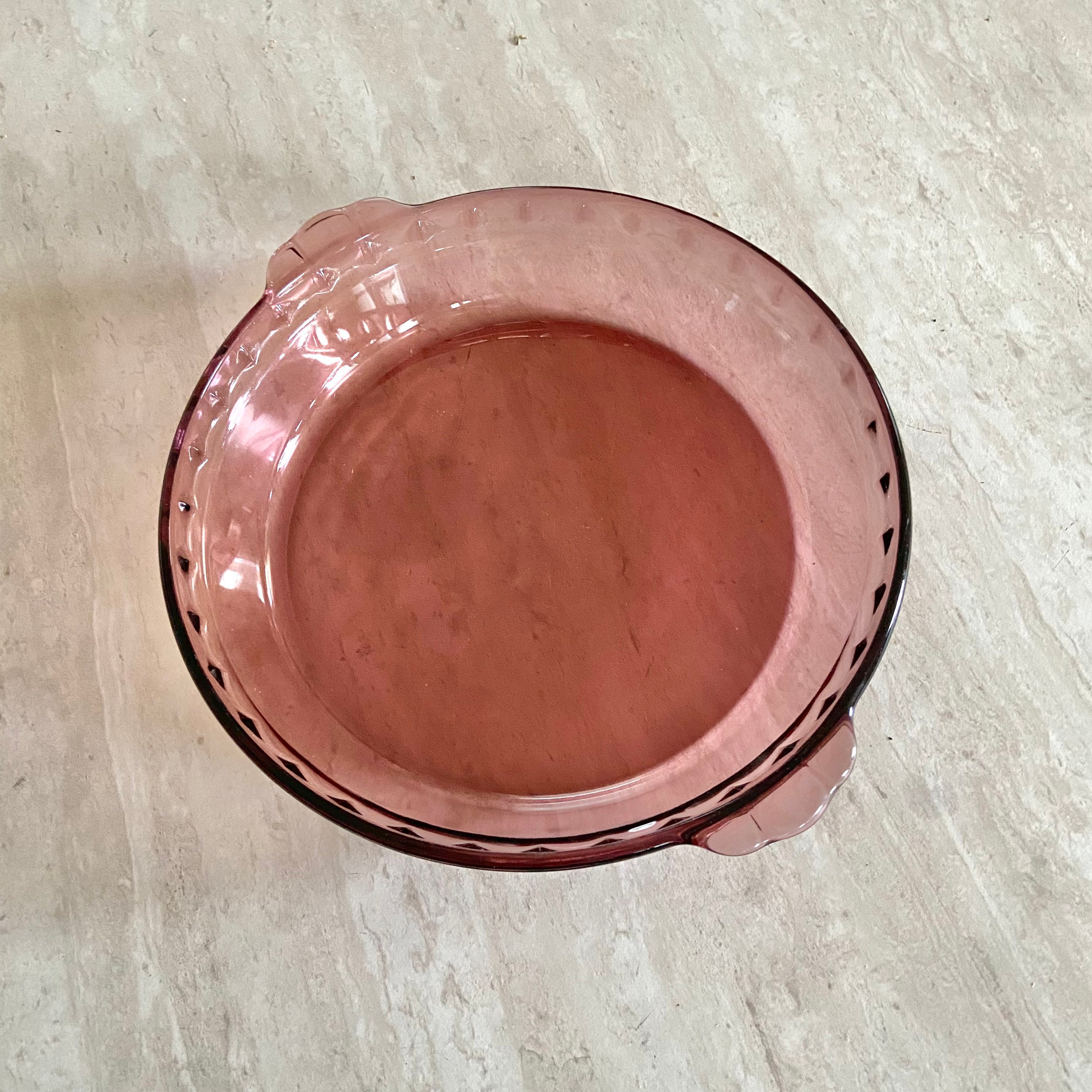 Vintage Pyrex Glass Pie Plate in Cranberry Scalloped Edges Etsy