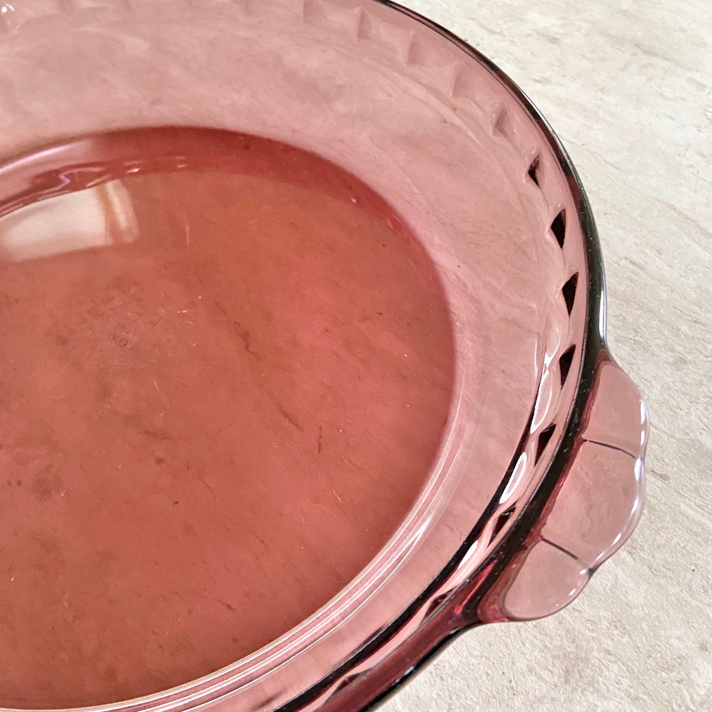 Vintage Pyrex Glass Pie Plate in Cranberry Scalloped Edges Etsy