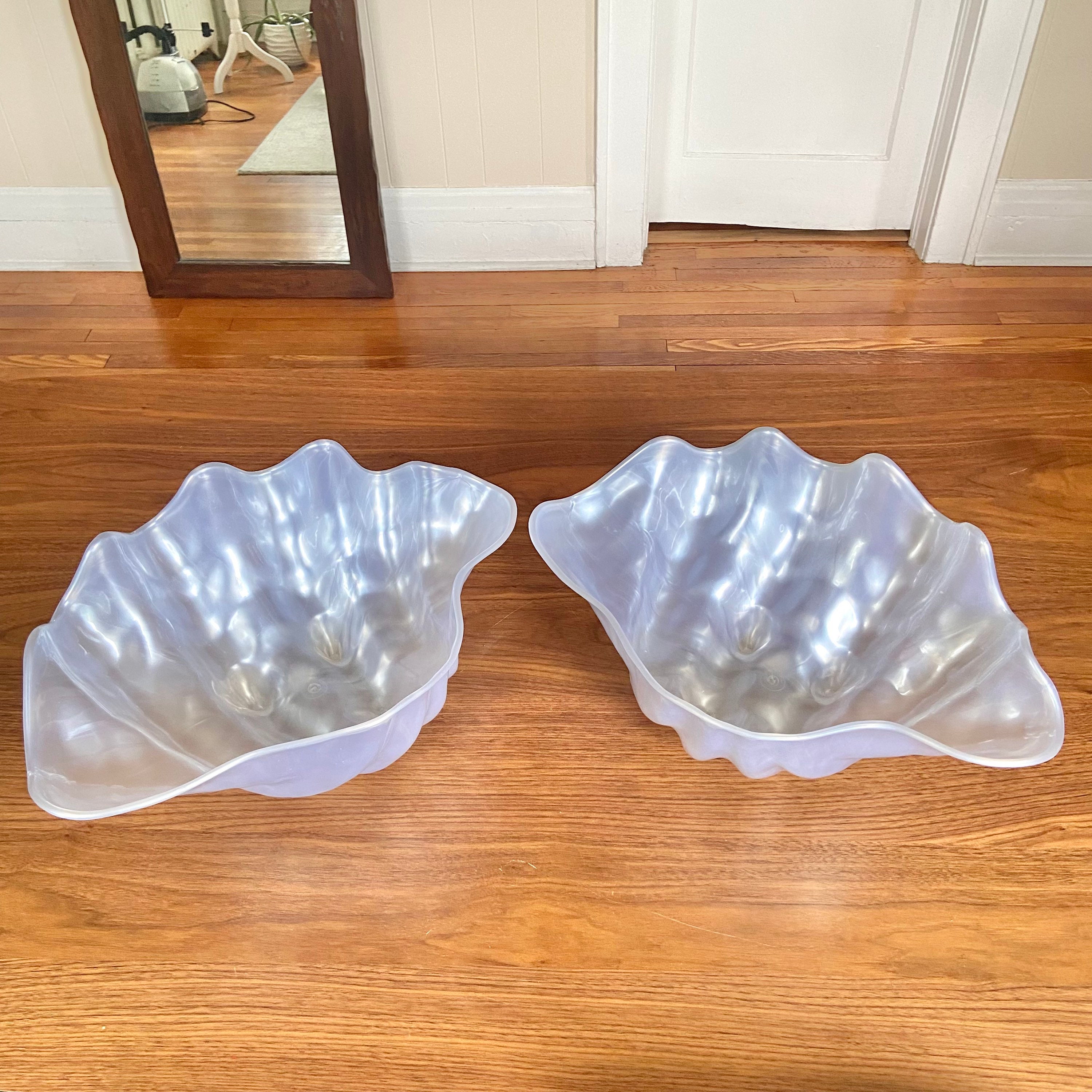 XL Pearlescent Lucite Clam Shell Bowl Party Drink Server Fruit Bowl ...