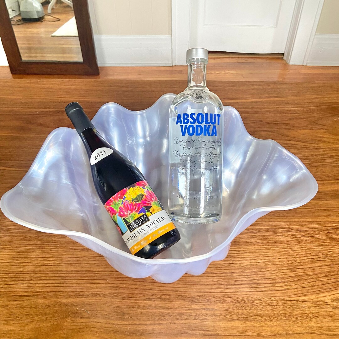 XL Pearlescent Lucite Clam Shell Bowl Party Drink Server Fruit Bowl ...