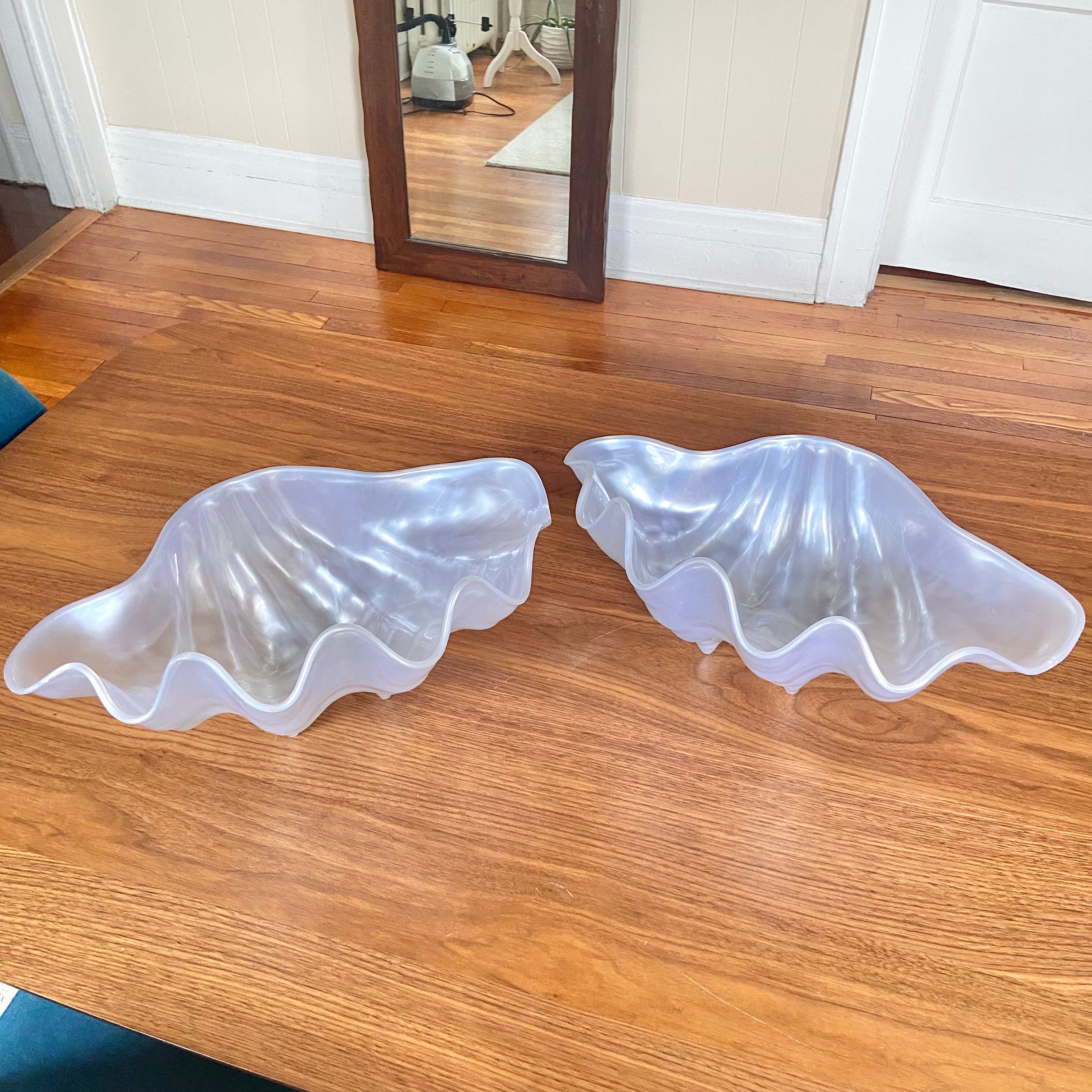 XL Pearlescent Lucite Clam Shell Bowl Party Drink Server Fruit Bowl ...