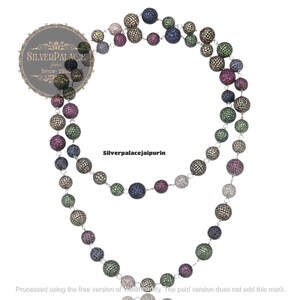 Multicolor Pavé Diamond Ball Bead Necklace | Handmade Long Beaded Chain | Colorful Crystal Jewelry | Statement Gift for Her | Unisex Style.