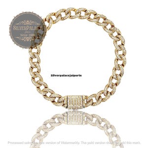 Pave Diamond Cuban Link Bracelet | Gold Plated Sterling Silver Chain Bracelet | Iced Out Unisex Jewelry | Hip Hop Style Gift for Him & Her.
