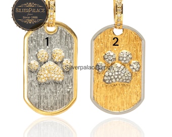 Sterling Silver Paw Print Pendant: Gold Plated Dog Memorial Jewelry christmas day gift jewelry.