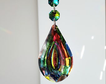 Large Crystal Suncatcher - Rainbow Prism - Hanging Decoration - Boho Rainbow - Feng Shui Decoration