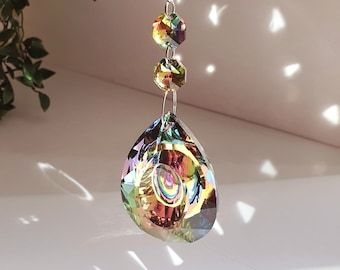 Prism suncatcher Crystal - Multicolor - Large sun catcher - Mobile Feng shui - Rainbow decor