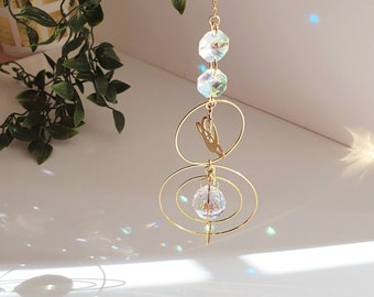 PERSEE Suncatcher moon and stars and crystal Feng Shui - Boho home decor - Original gift for the home